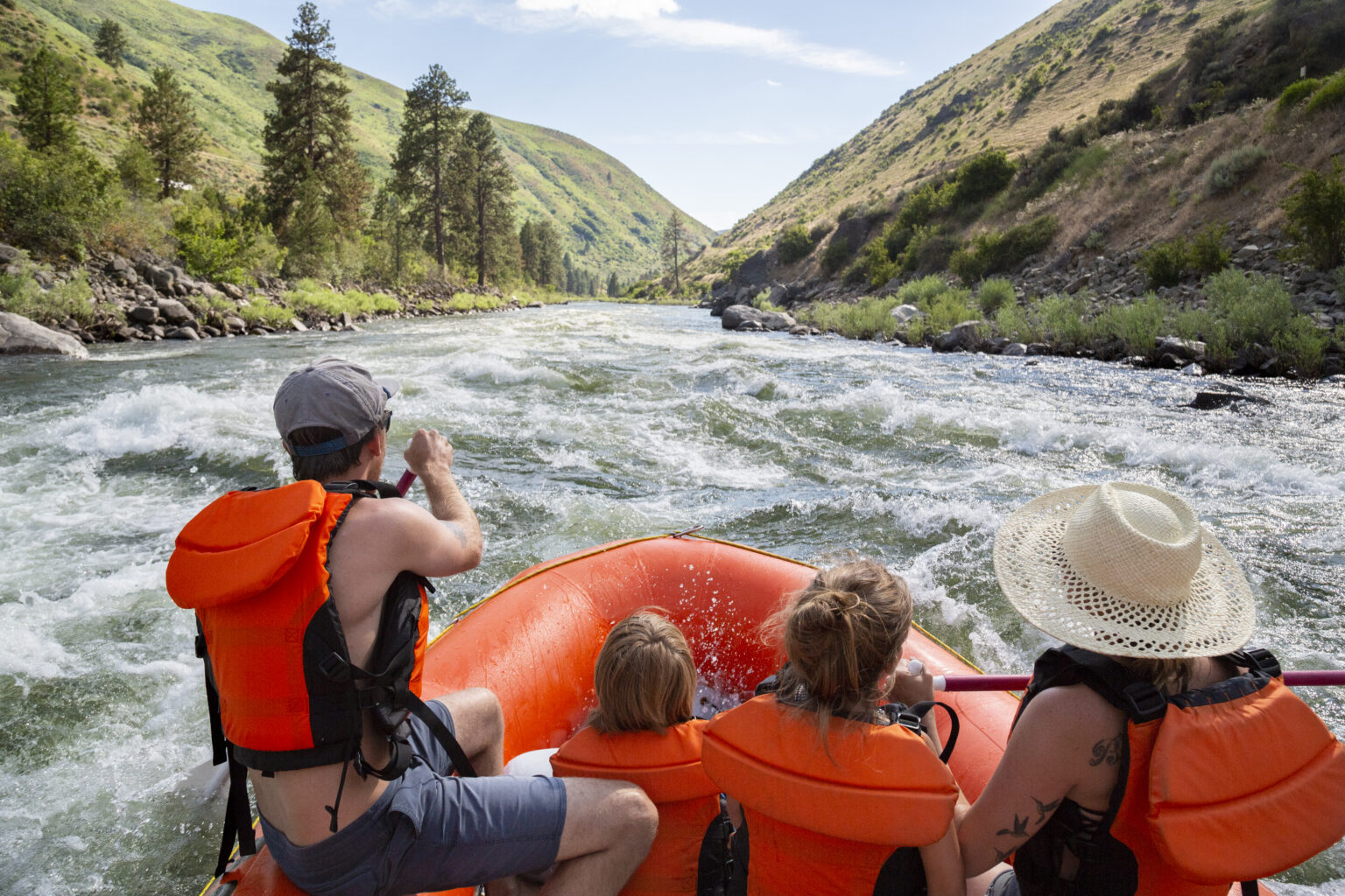 Family white water rafting