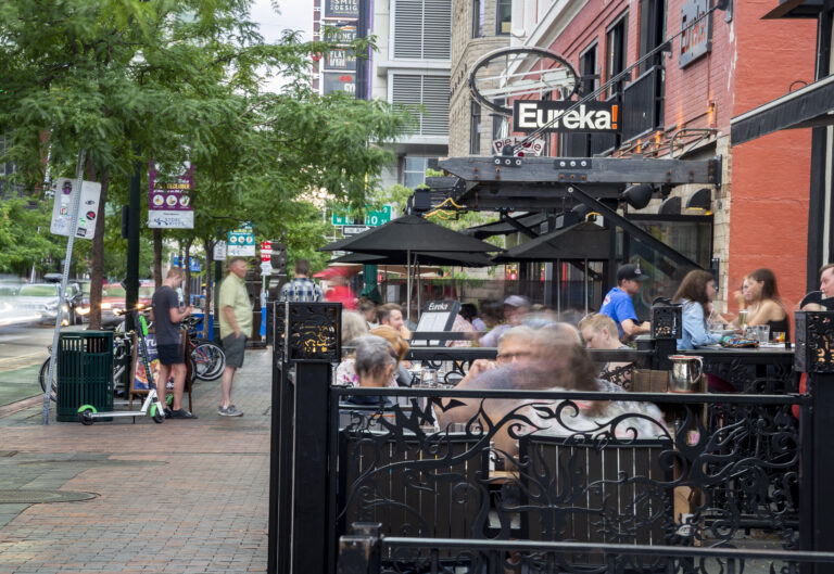 Patio dining in downtown Boise